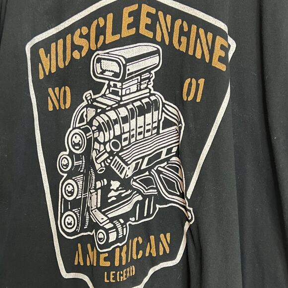 TeePublic Mens Graphic T-Shirt XL Black Muscle Engine American Legend Car Motor - Picture 2 of 4